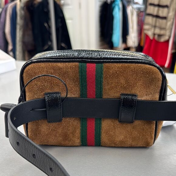 Gucci Brown and Black Belt Bag with Signature Webbing - Picture 4 of 11